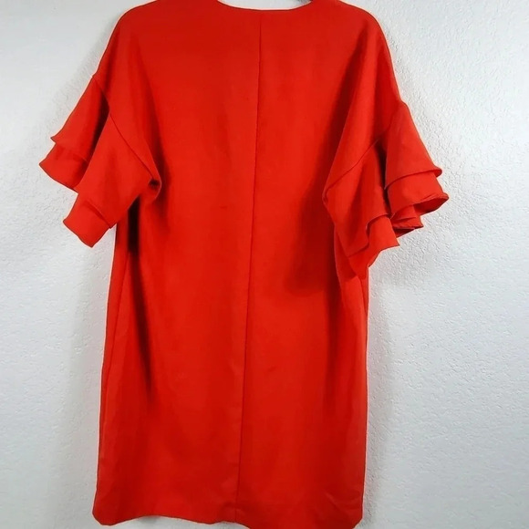 Zara Flowy Red Short Sleeve Dress Size Large Summer Party - Picture 5 of 8